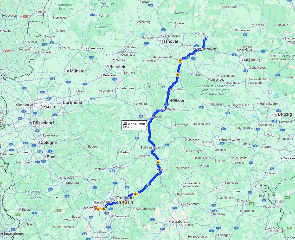 Anreise von Mainz Zu Wolfsburg Über via A7