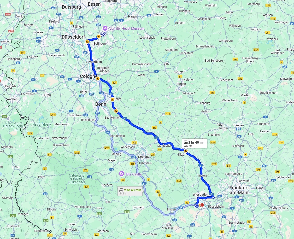 Anreise von Mainz Zu Wuppertal Über via A3
