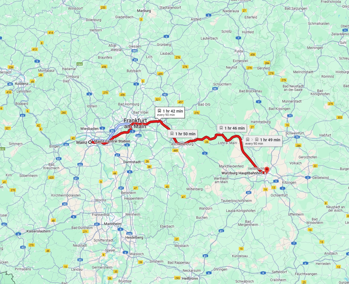 Anreise von Mainz Zu Würzburg Über 