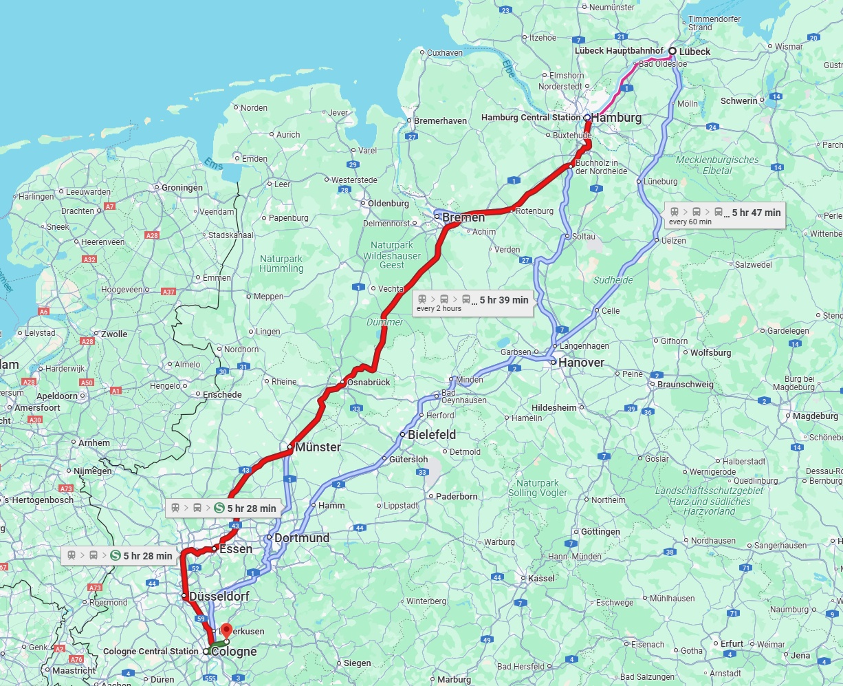 Anreise von Lübeck Zu Bergisch Gladbach Über 