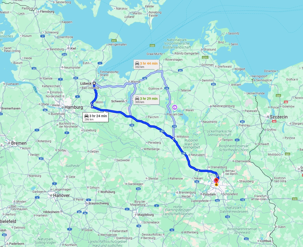 Anreise von Lübeck Zu Berlin Über via A24