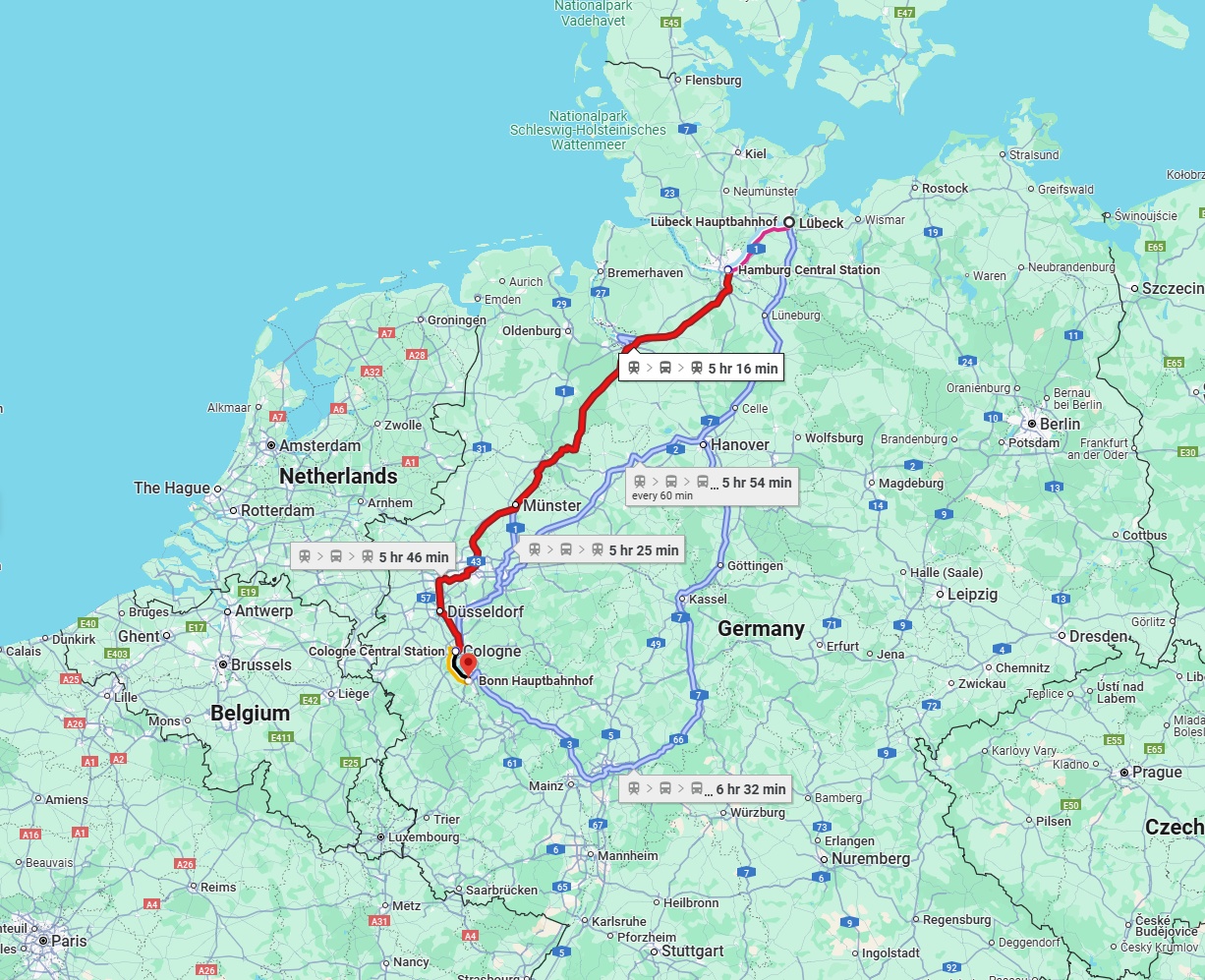 Anreise von Lübeck Zu Bonn Über 