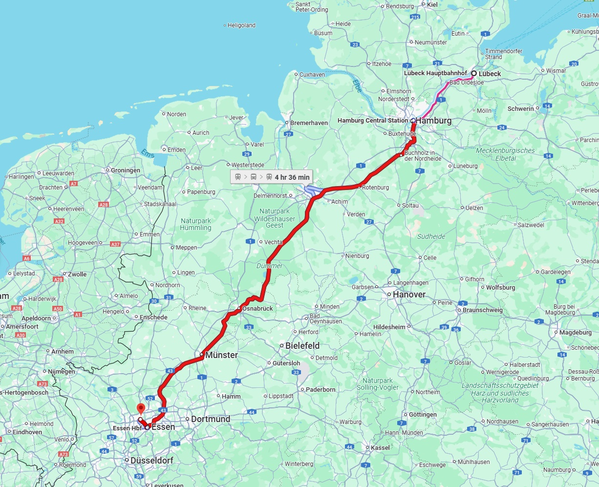 Anreise von Lübeck Zu Bottrop Über 