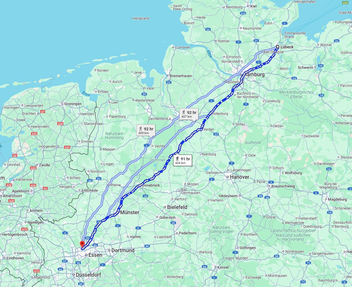Anreise von Lübeck Zu Bottrop Über 