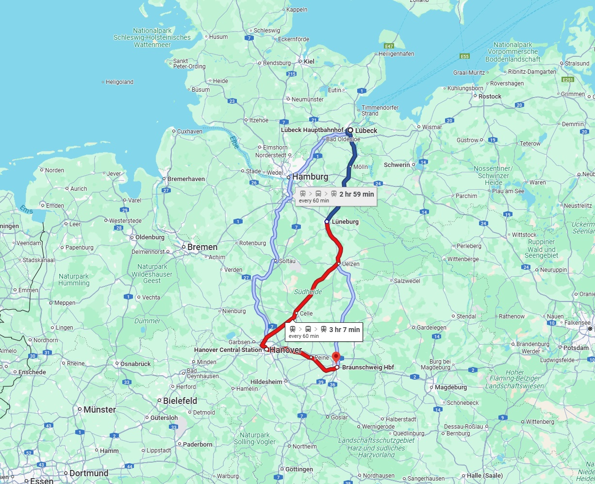 Anreise von Lübeck Zu Braunschweig Über 