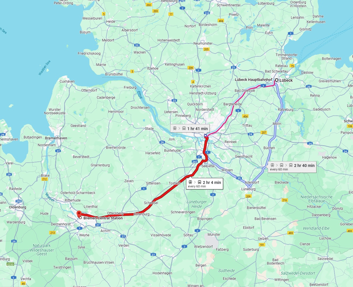 Anreise von Lübeck Zu Bremen Über 