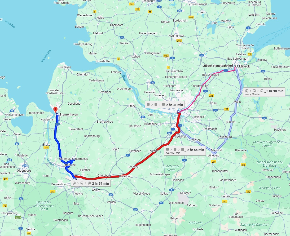 Anreise von Lübeck Zu Bremerhaven Über 