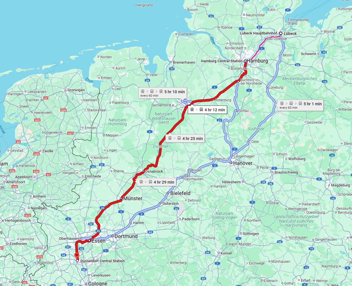 Anreise von Lübeck Zu Düsseldorf Über 
