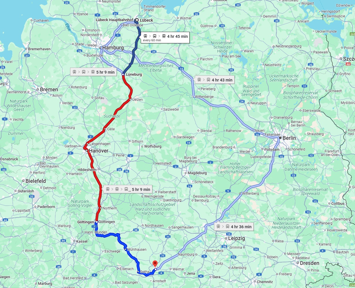 Anreise von Lübeck Zu Erfurt Über 