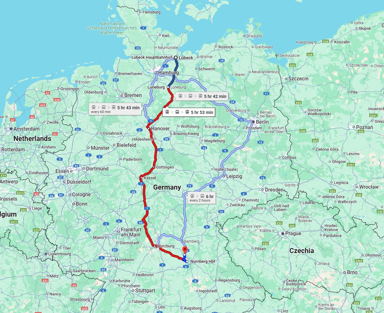 Anreise von Lübeck Zu Erlangen Über 