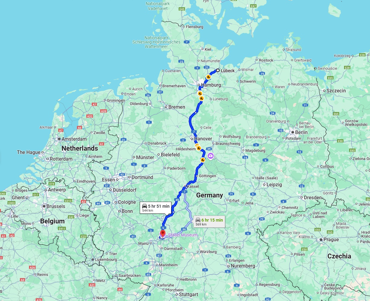 Anreise von Lübeck Zu Frankfurt am Main Über via A7