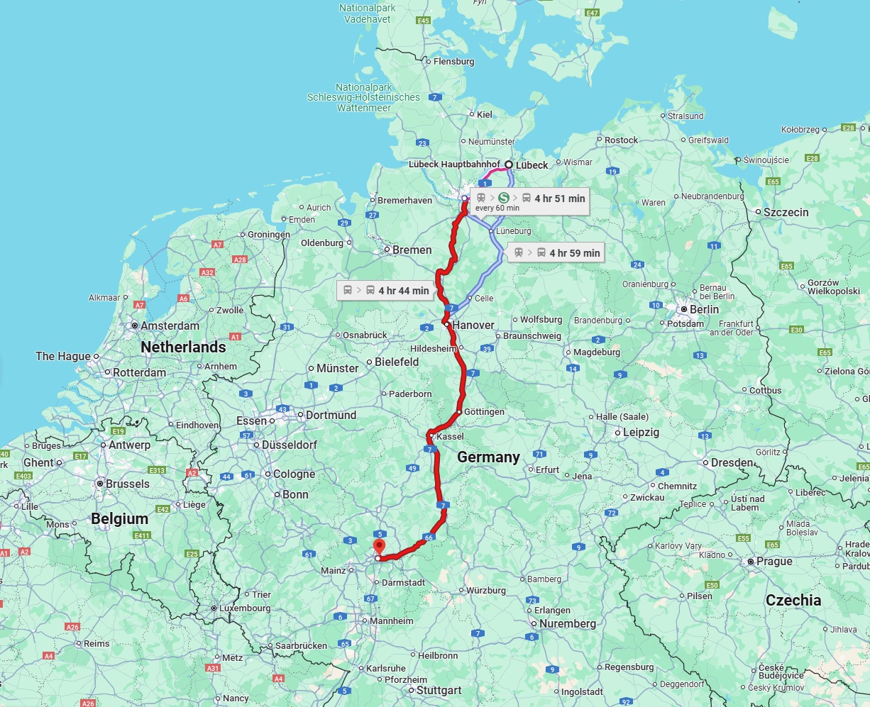 Anreise von Lübeck Zu Frankfurt am Main Über 