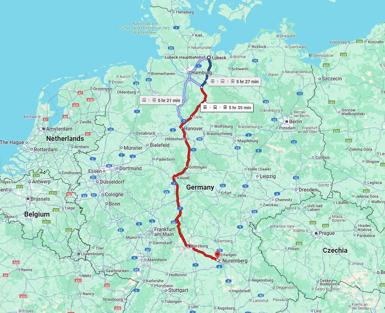 Anreise von Lübeck Zu Fürth Über 