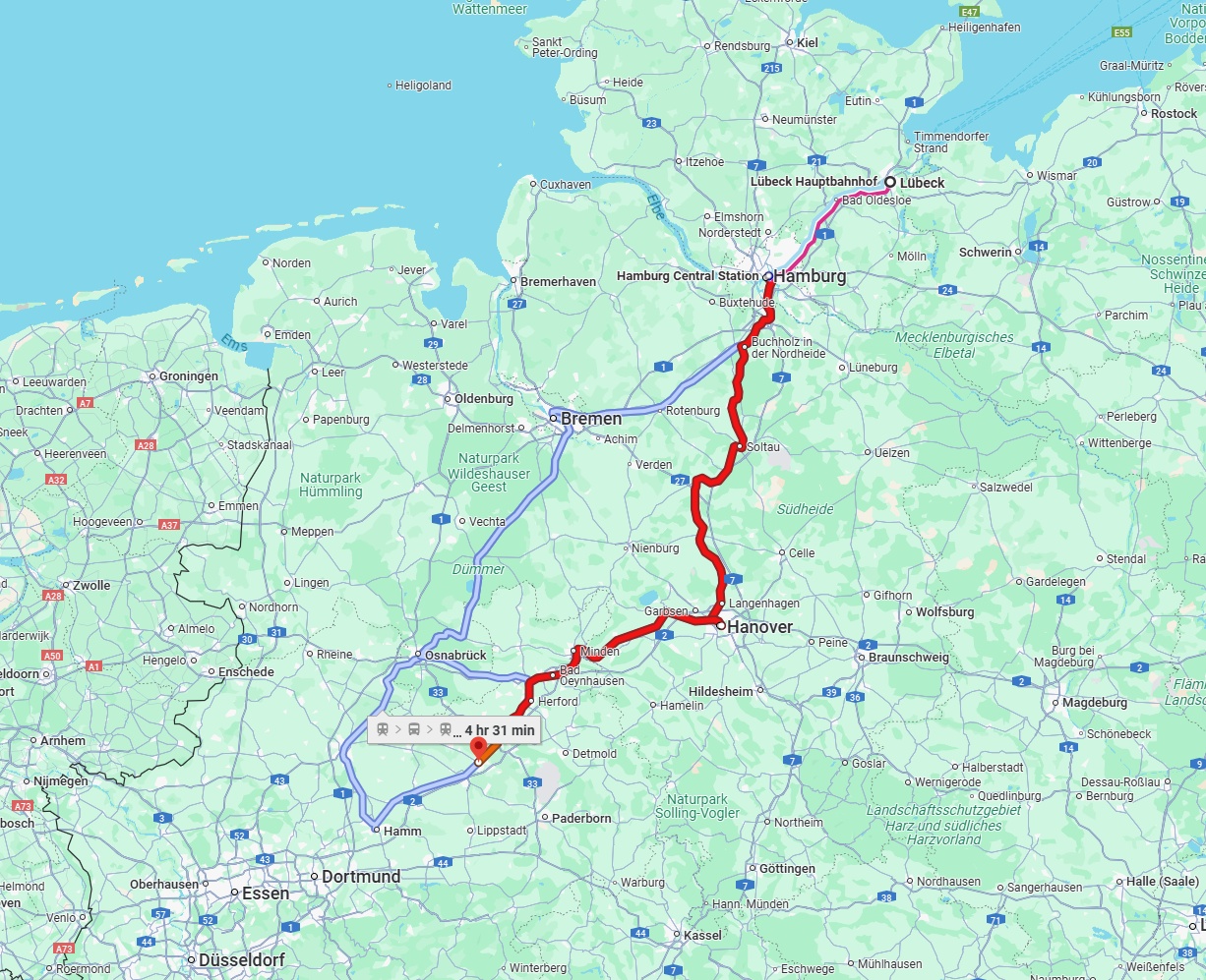 Anreise von Lübeck Zu Gütersloh Über 