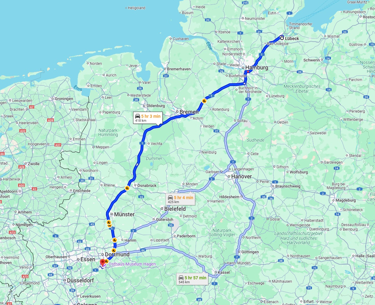 Anreise von Lübeck Zu Hagen Über via A1