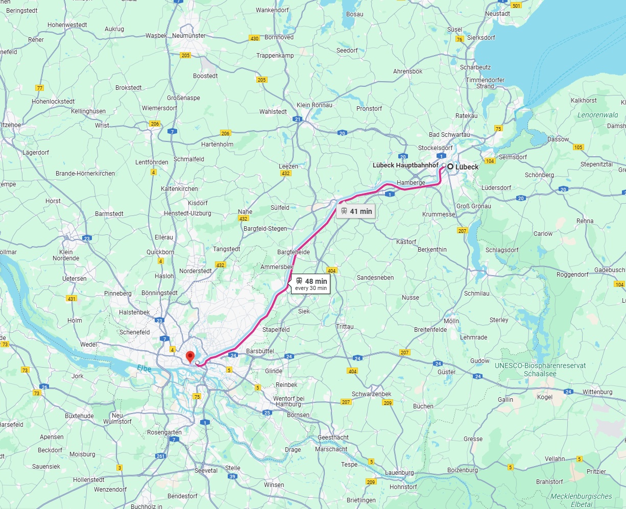Anreise von Lübeck Zu Hamburg Über 