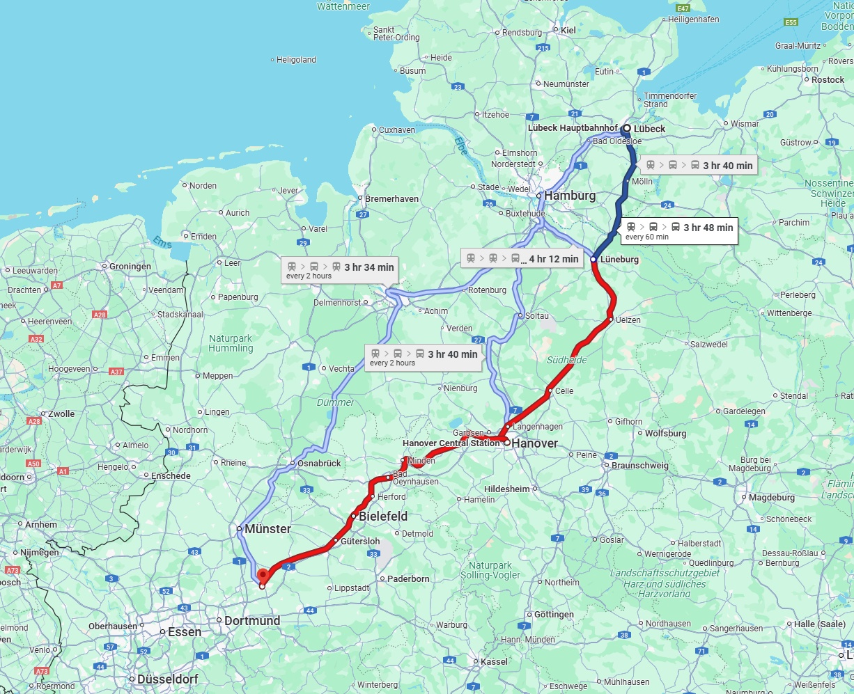 Anreise von Lübeck Zu Hamm Über 