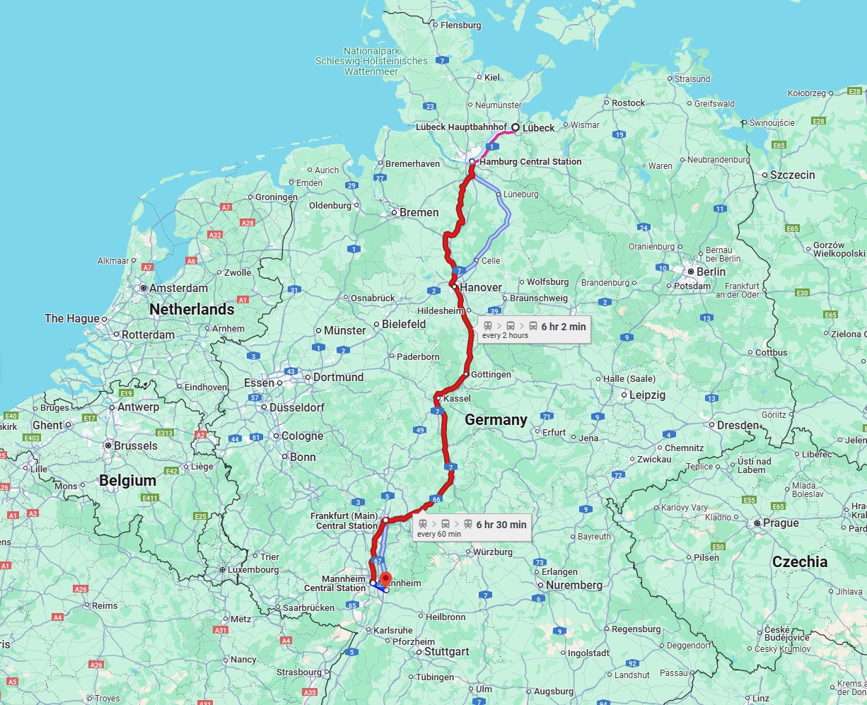 Anreise von Lübeck Zu Heidelberg Über 