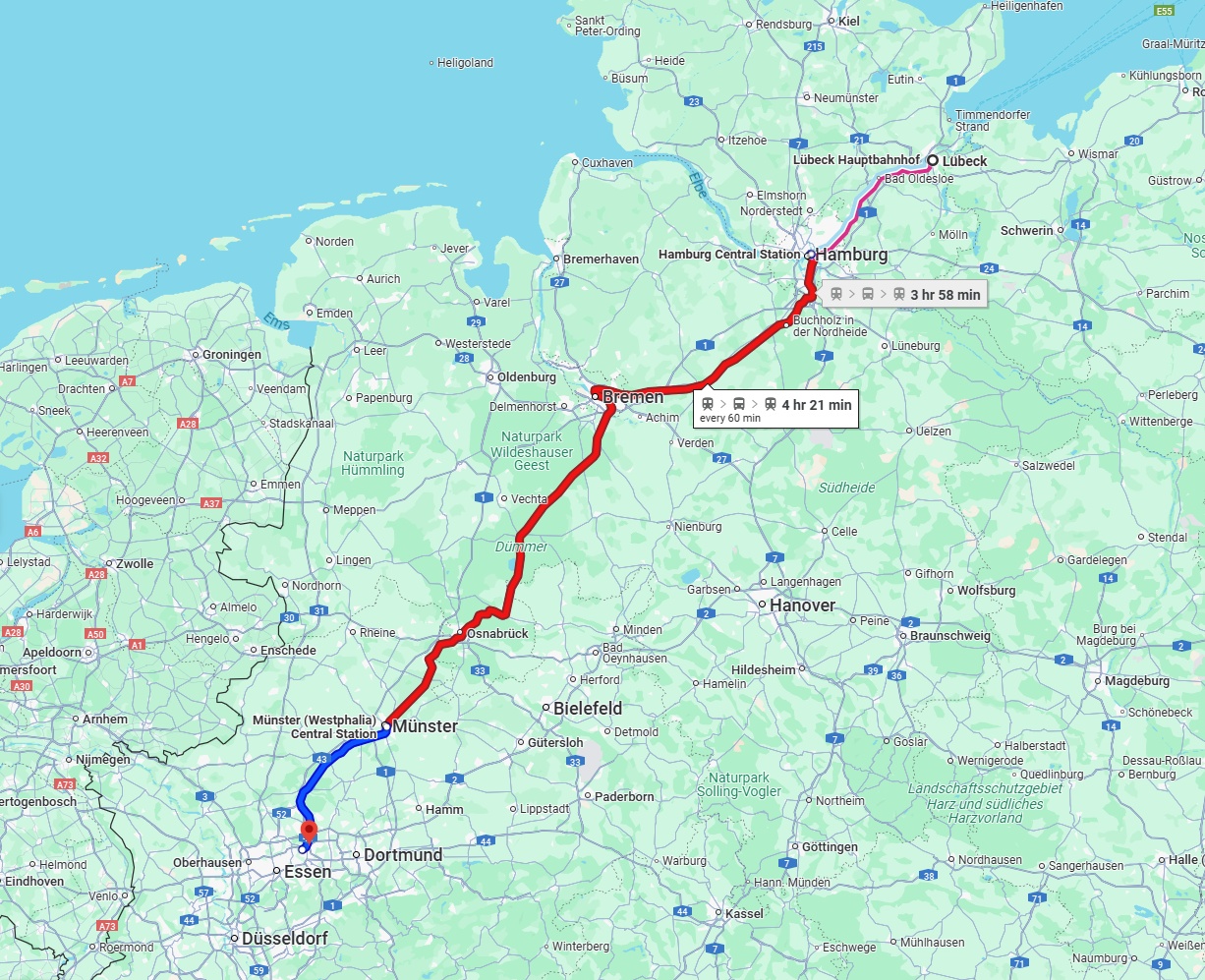Anreise von Lübeck Zu Herne Über 