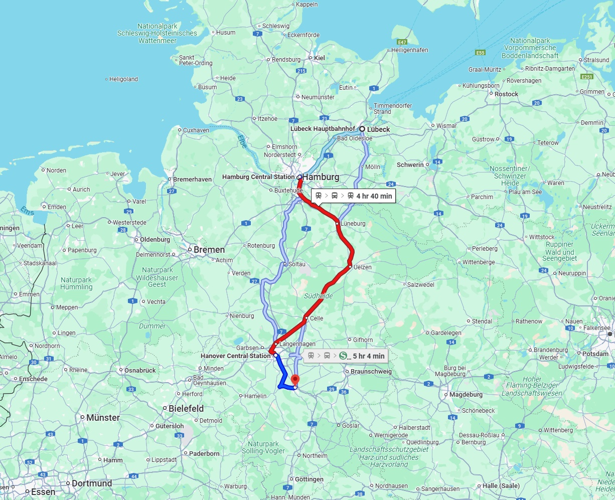 Anreise von Lübeck Zu Hildesheim Über 