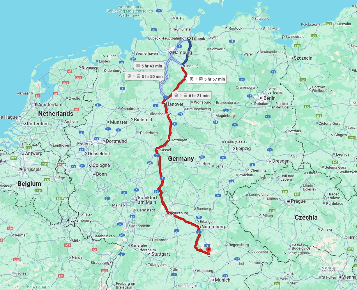 Anreise von Lübeck Zu Ingolstadt Über 