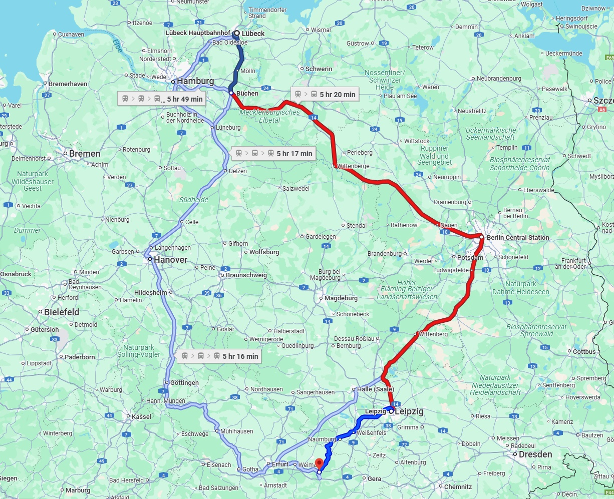 Anreise von Lübeck Zu Jena Über 