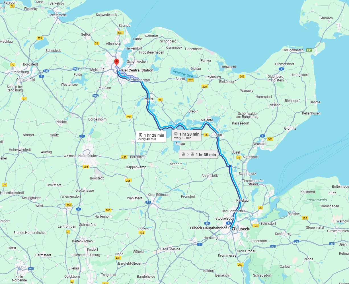 Anreise von Lübeck Zu Kiel Über 