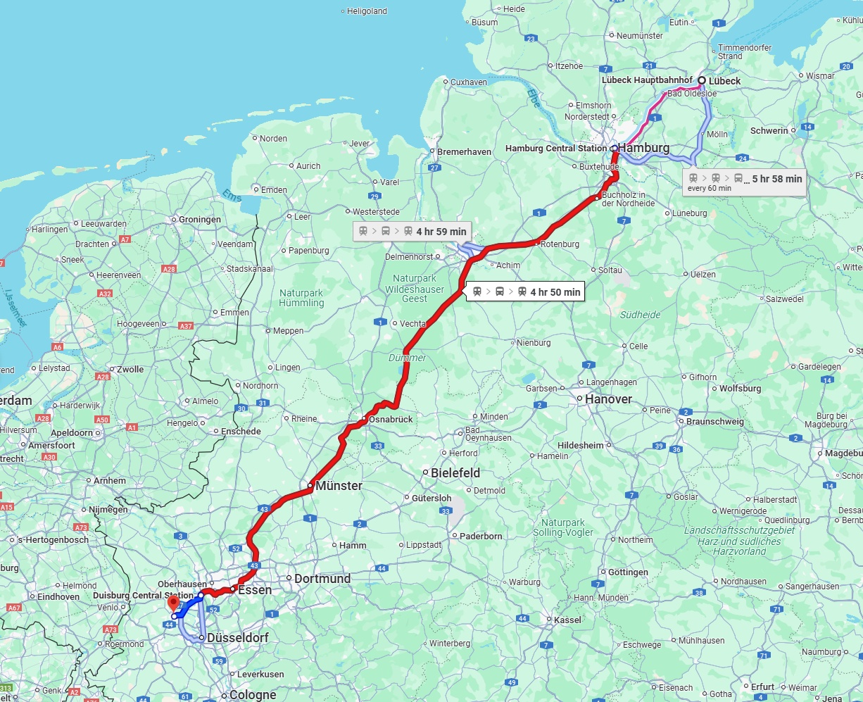 Anreise von Lübeck Zu Krefeld Über 