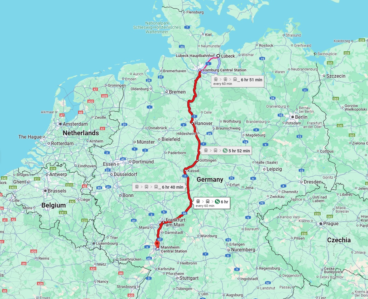 Anreise von Lübeck Zu Ludwigshafen am Rhein Über 