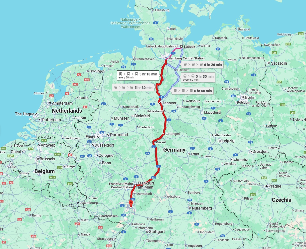 Anreise von Lübeck Zu Mannheim Über 