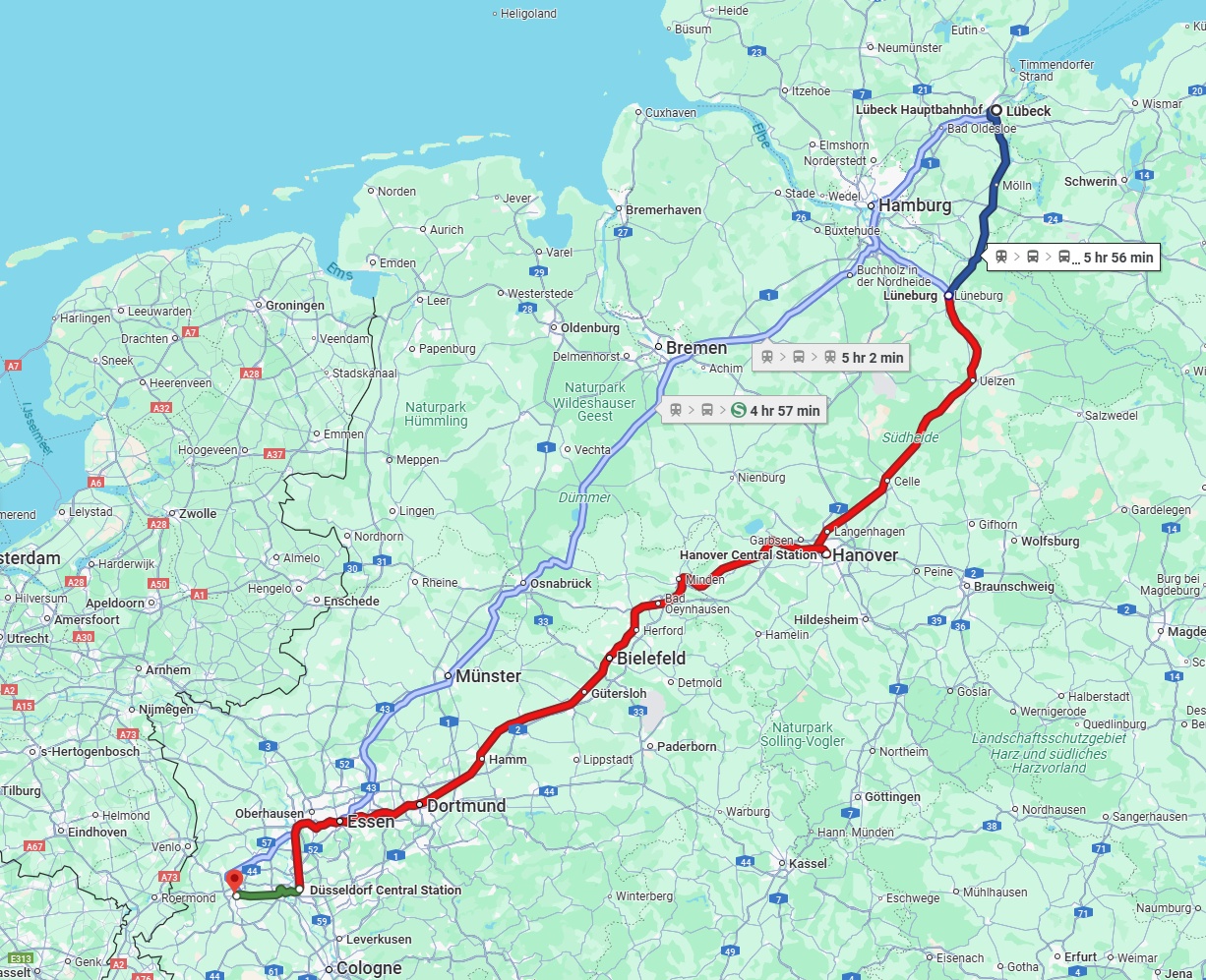 Anreise von Lübeck Zu Mönchengladbach Über 