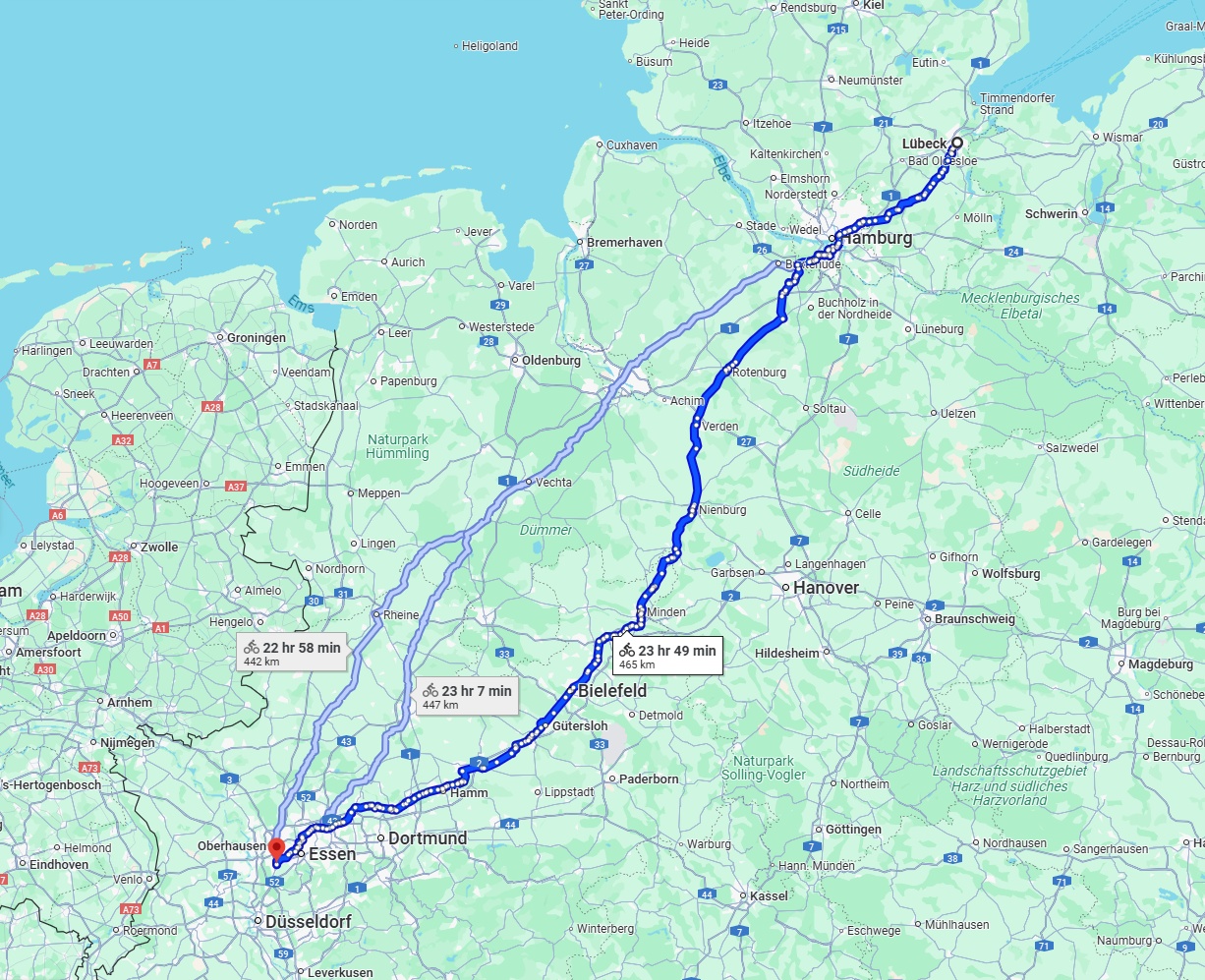Anreise von Lübeck Zu Mülheim an der Ruhr Über 