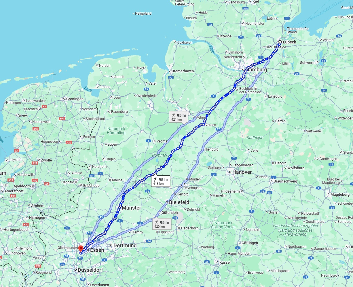 Anreise von Lübeck Zu Mülheim an der Ruhr Über 