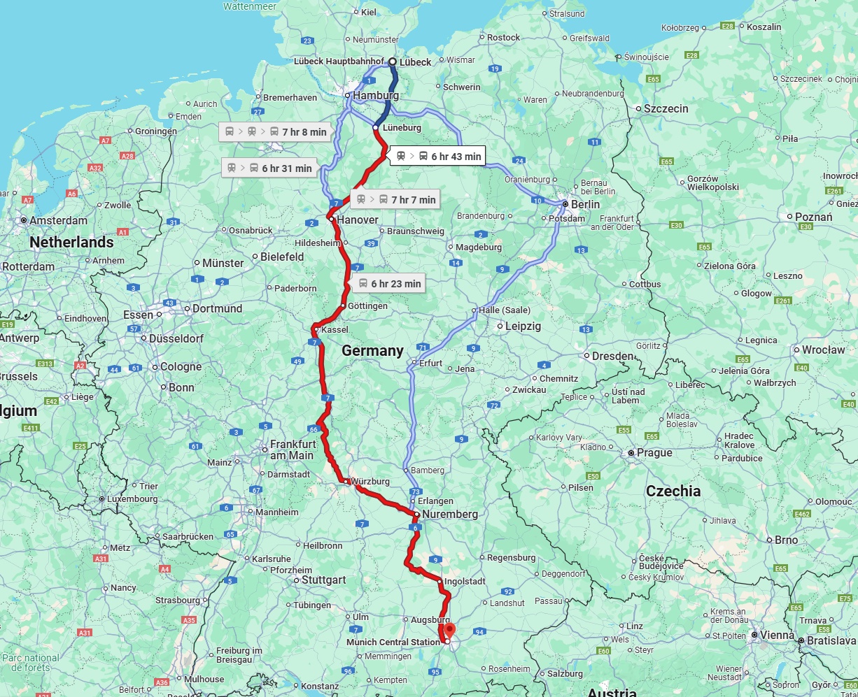 Anreise von Lübeck Zu München Über 
