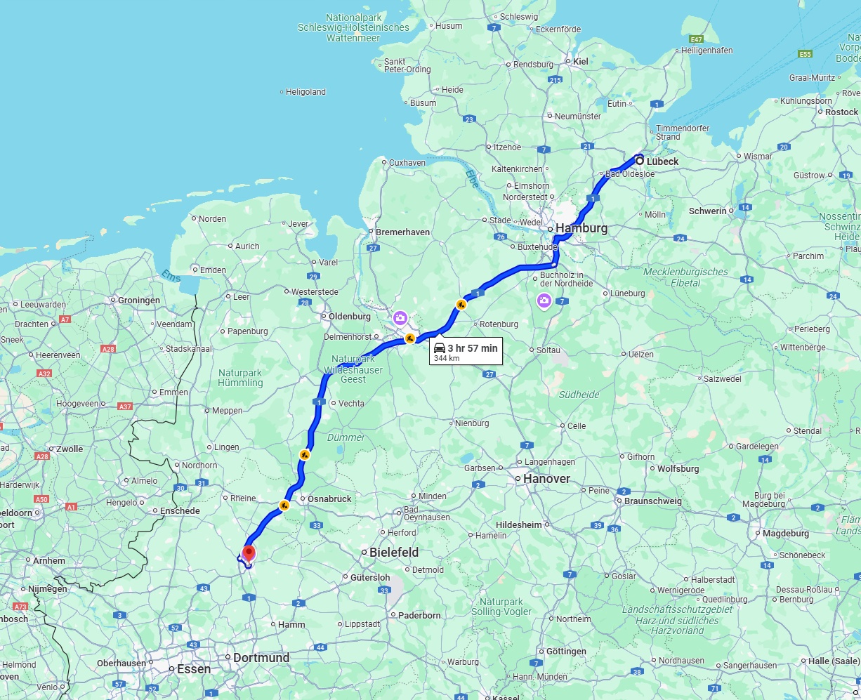 Anreise von Lübeck Zu Münster Über via A1