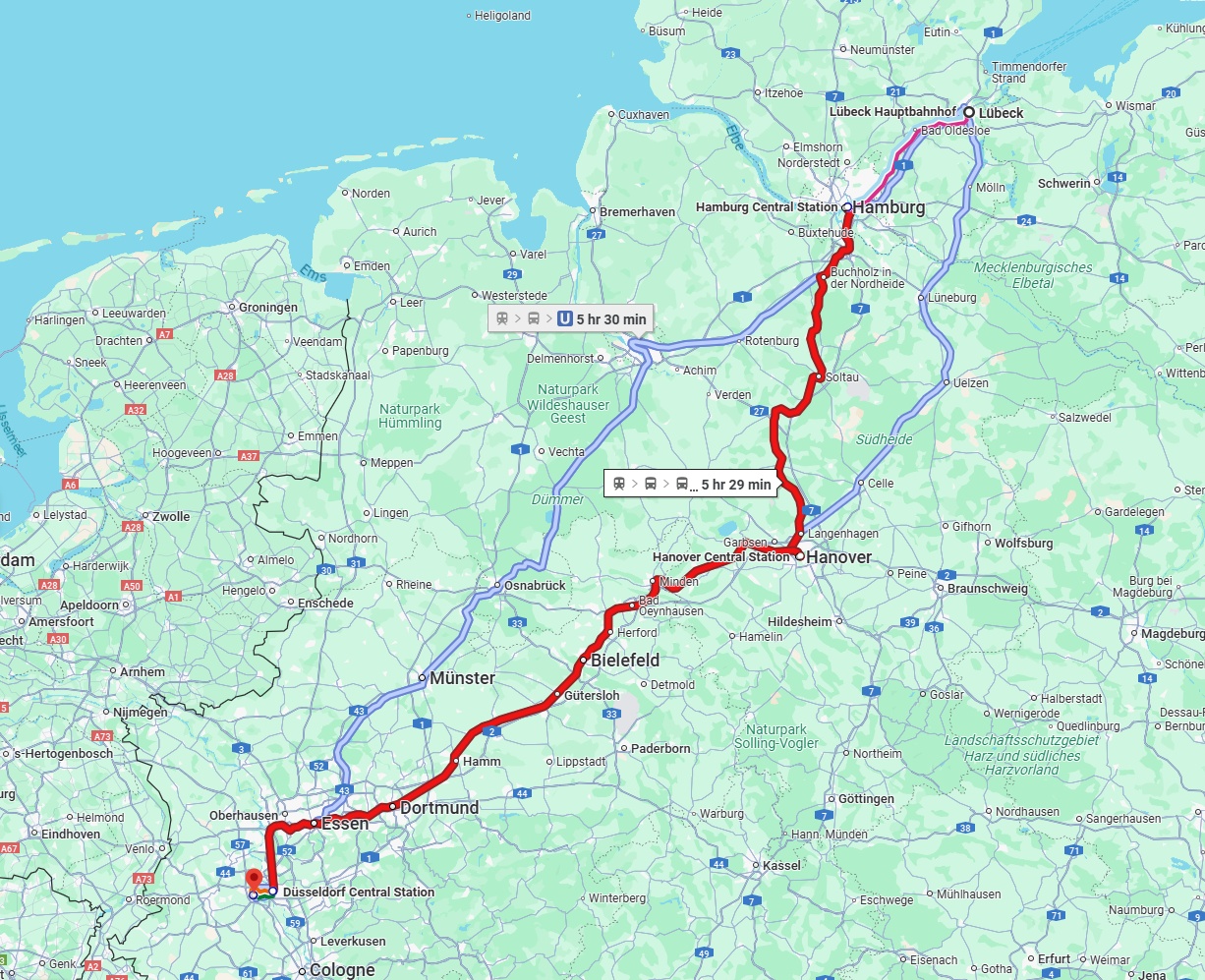 Anreise von Lübeck Zu Neuss Über 