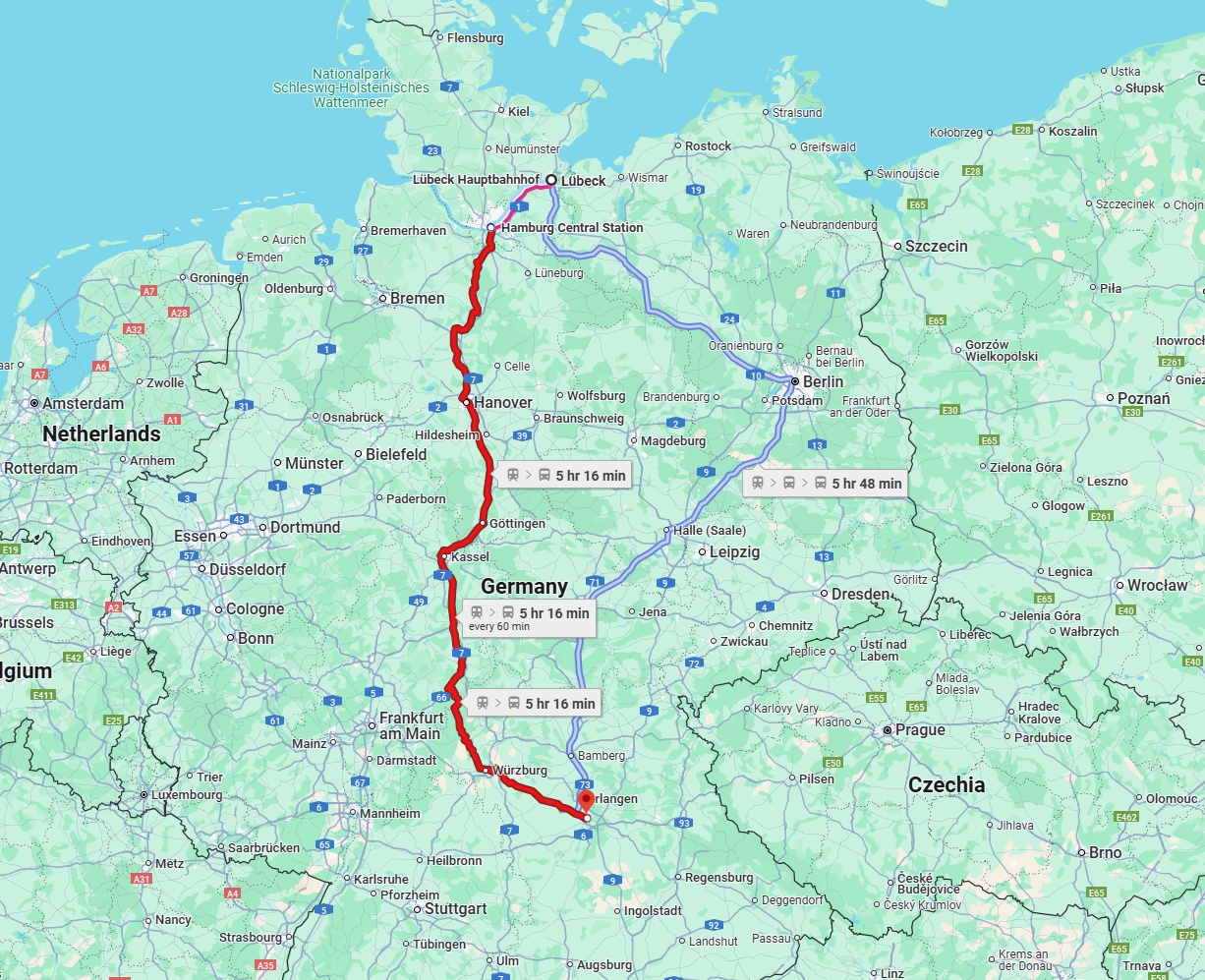 Anreise von Lübeck Zu Nürnberg Über 