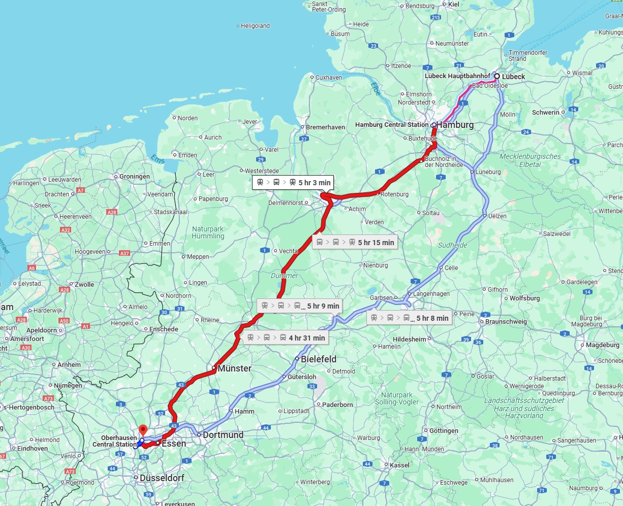 Anreise von Lübeck Zu Oberhausen Über 
