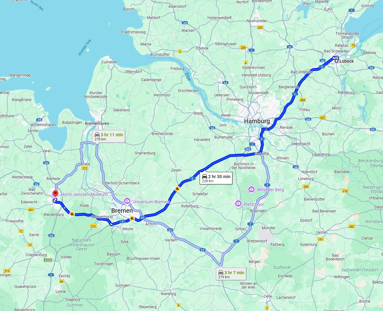 Anreise von Lübeck Zu Oldenburg Über via A1