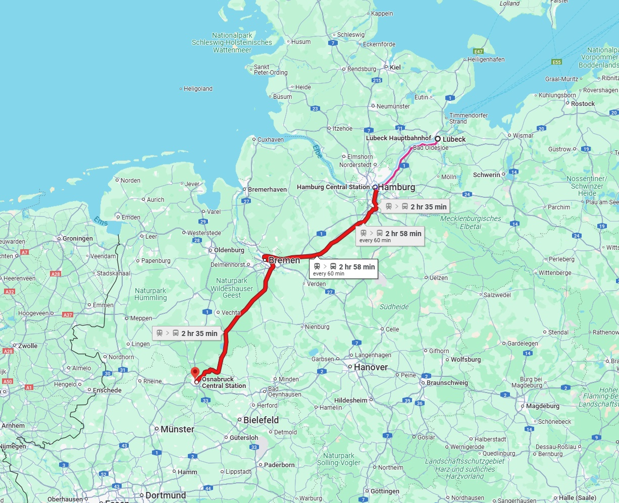 Anreise von Lübeck Zu Osnabrück Über 