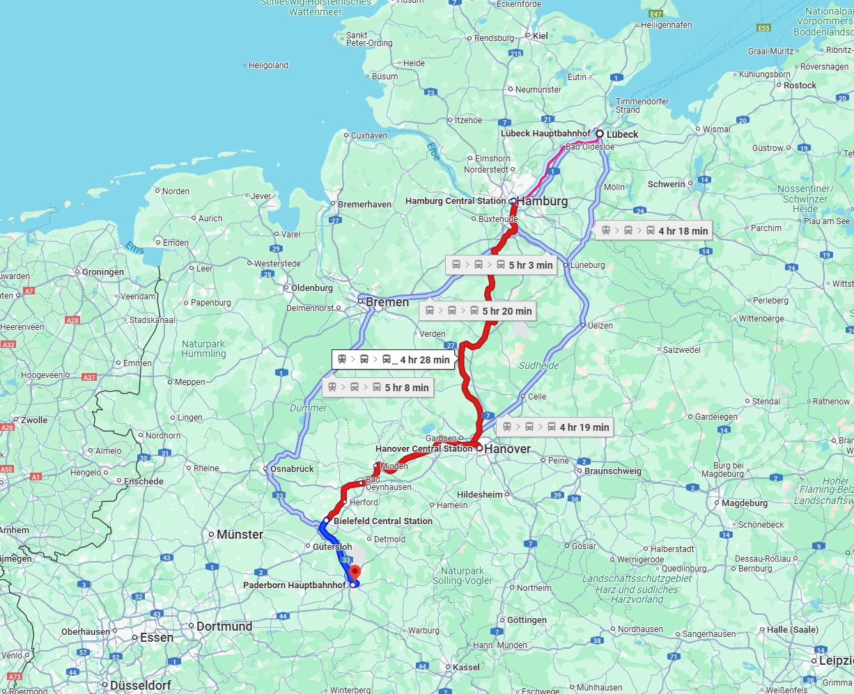 Anreise von Lübeck Zu Paderborn Über 