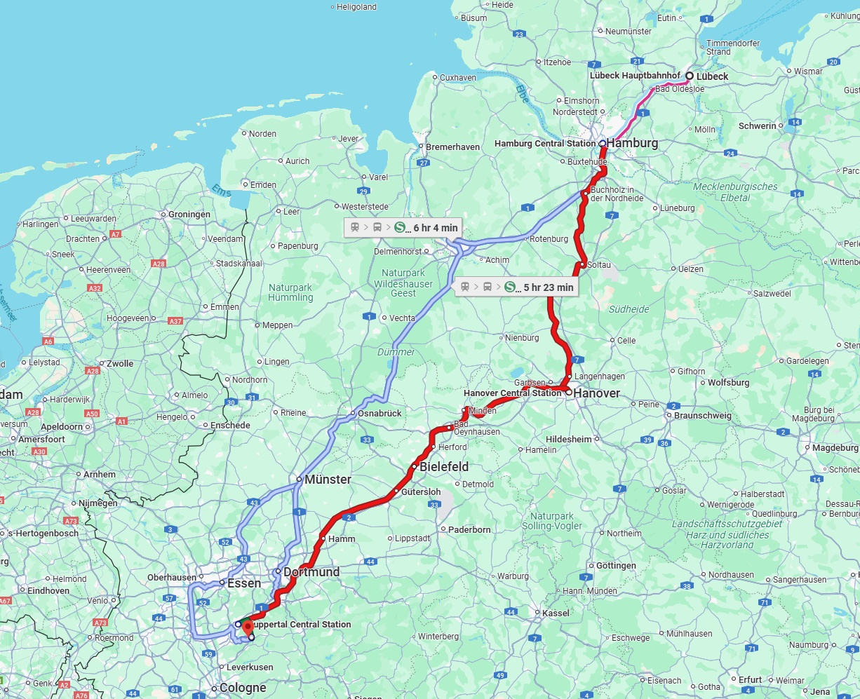 Anreise von Lübeck Zu Remscheid Über 