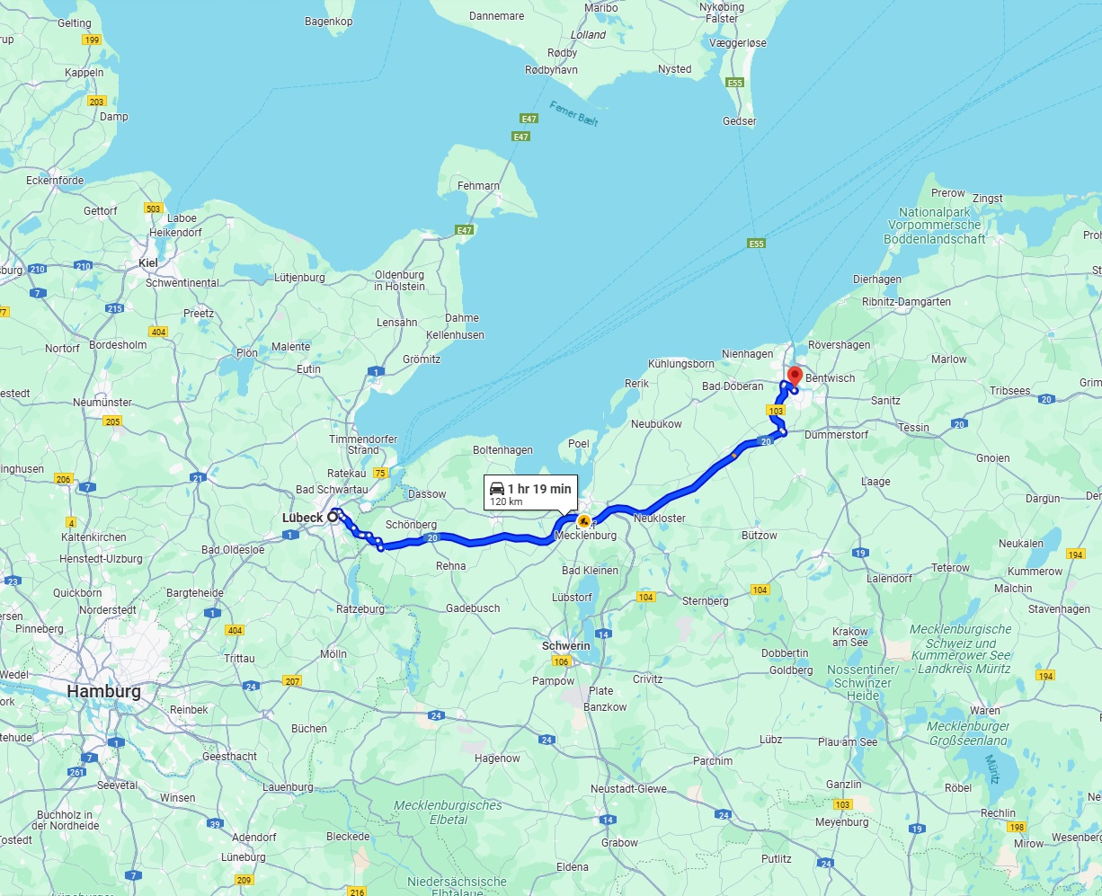 Anreise von Lübeck Zu Rostock Über via A20