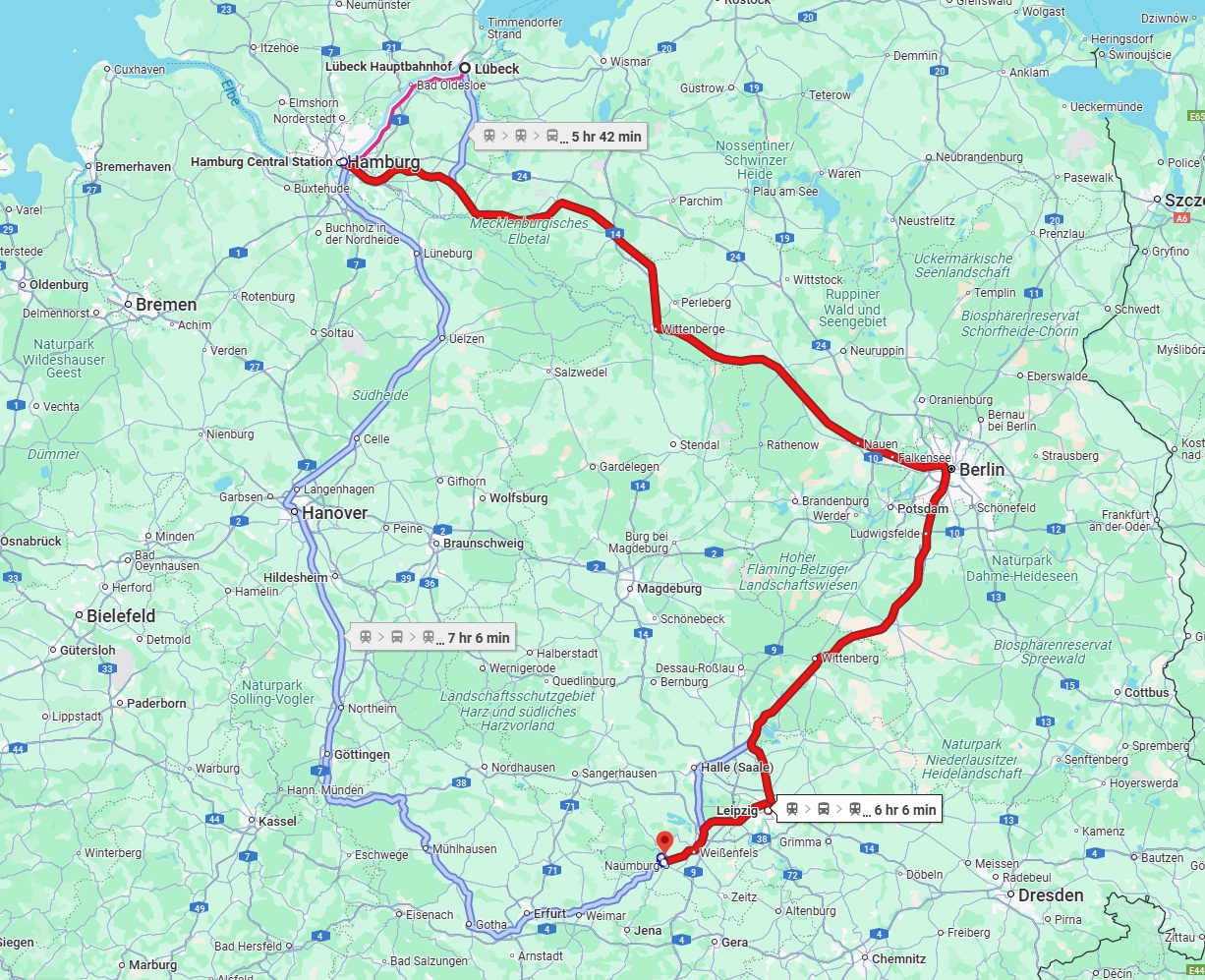 Anreise von Lübeck Zu Saale Über 