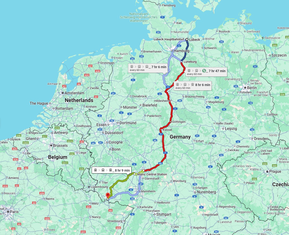 Anreise von Lübeck Zu Saarbrücken Über 