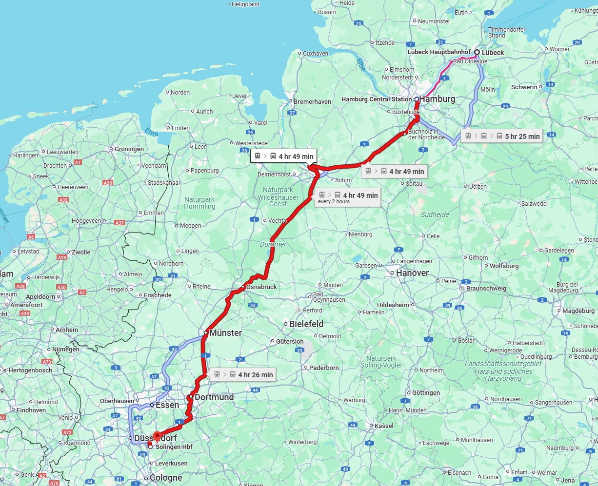 Anreise von Lübeck Zu Solingen Über 