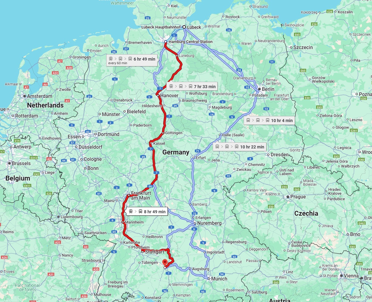 Anreise von Lübeck Zu Ulm Über 