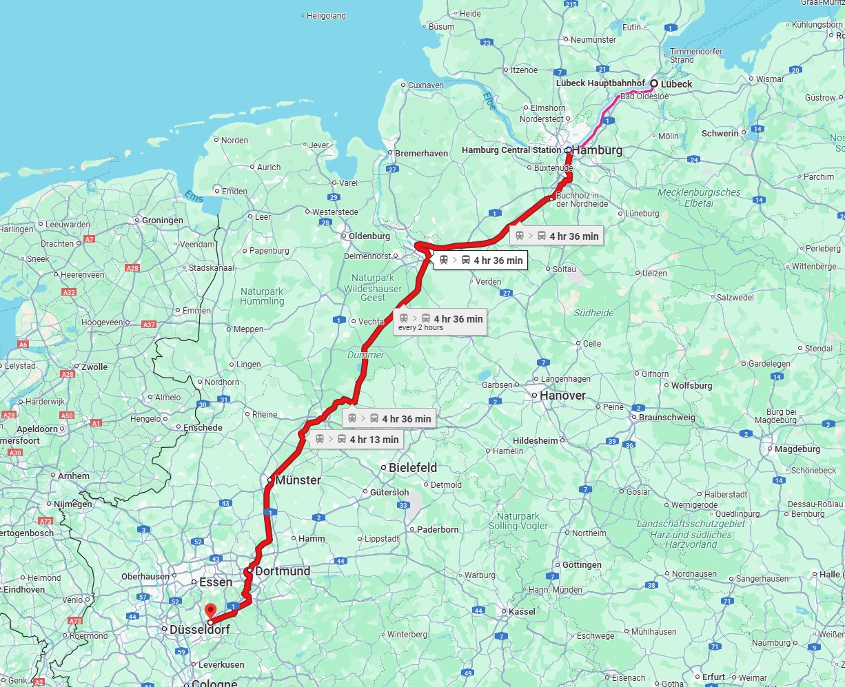 Anreise von Lübeck Zu Wuppertal Über 