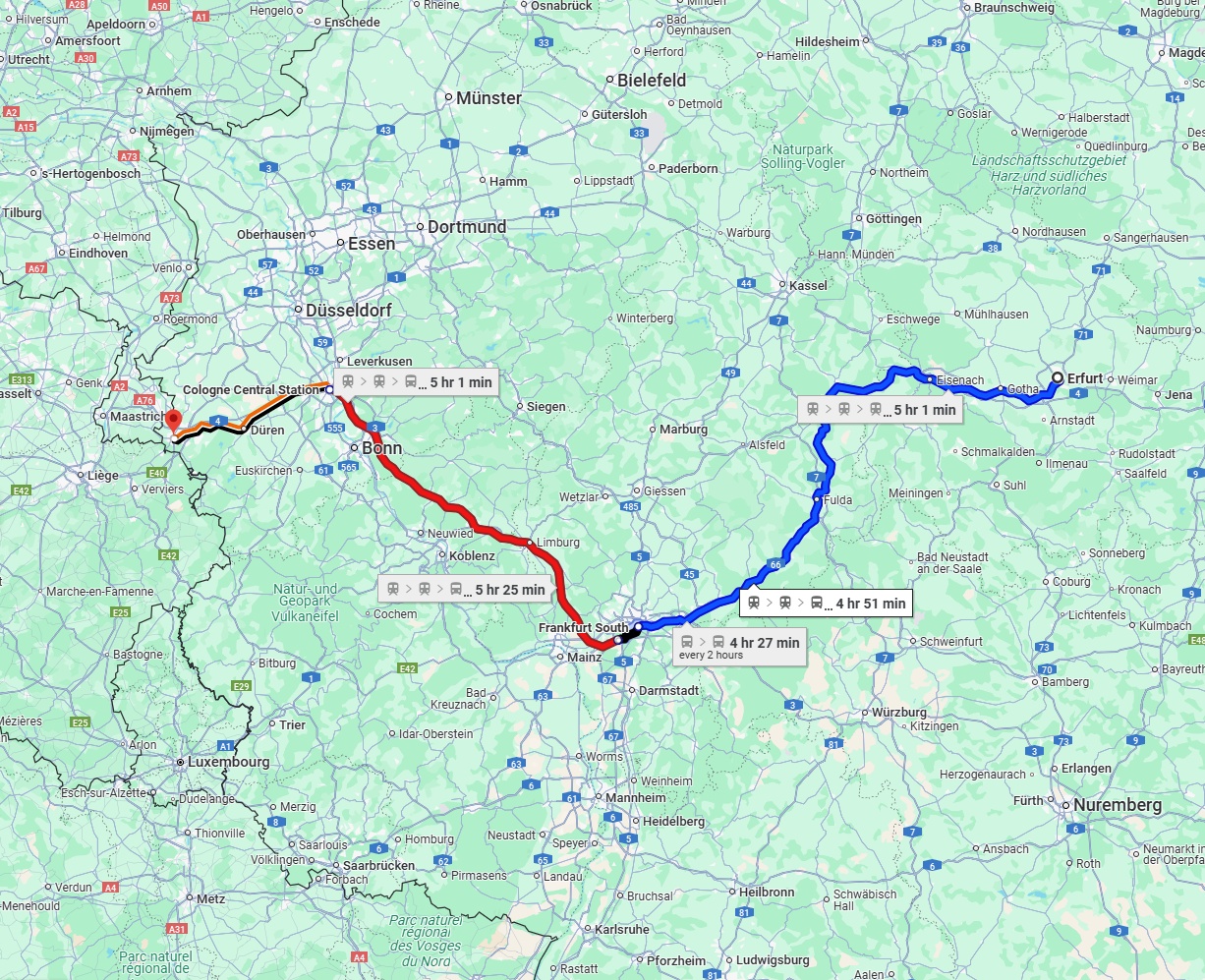 Anreise von Erfurt Zu Aachen Über 