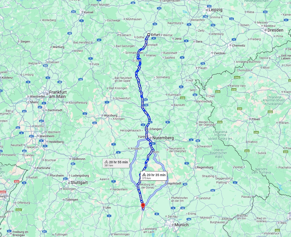 Anreise von Erfurt Zu Augsburg Über 